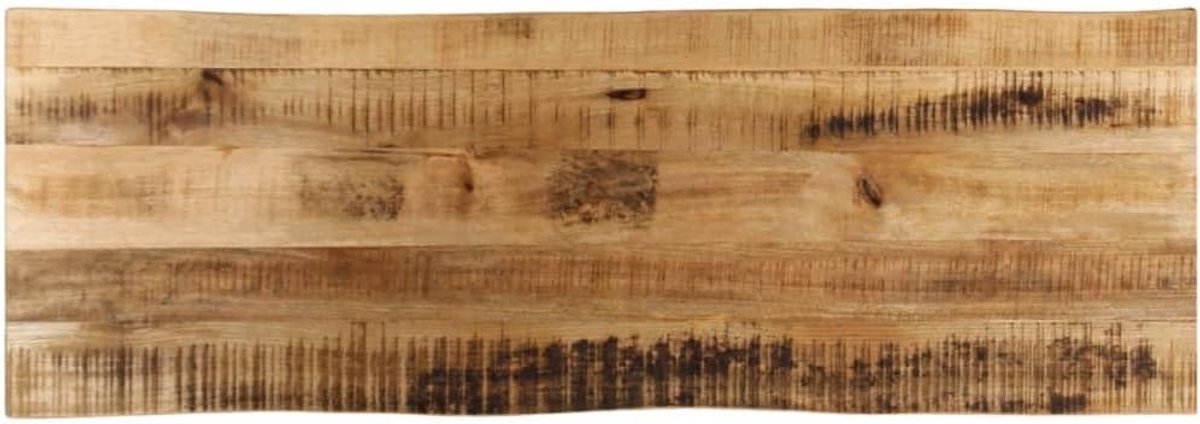 Tafelblad met boomrand, eettafelblad, reserveplaat voor tafel, houten tafelblad, vervangend tafelblad, geschikt voor café, hotel, eetkamer, restaurant, 140 x 40 x 2,5 cm, ruw mango, massief