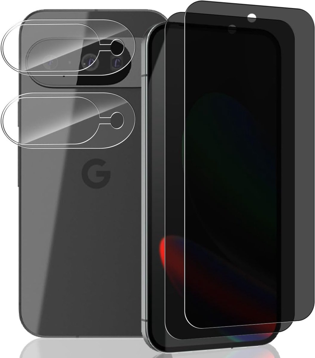 Inkijkbescherming voor Google Pixel 10, 2 stuks, 9H hardheid anti-spion, gehard glas en camerabescherming, privacyfolie voor Google Pixel 10