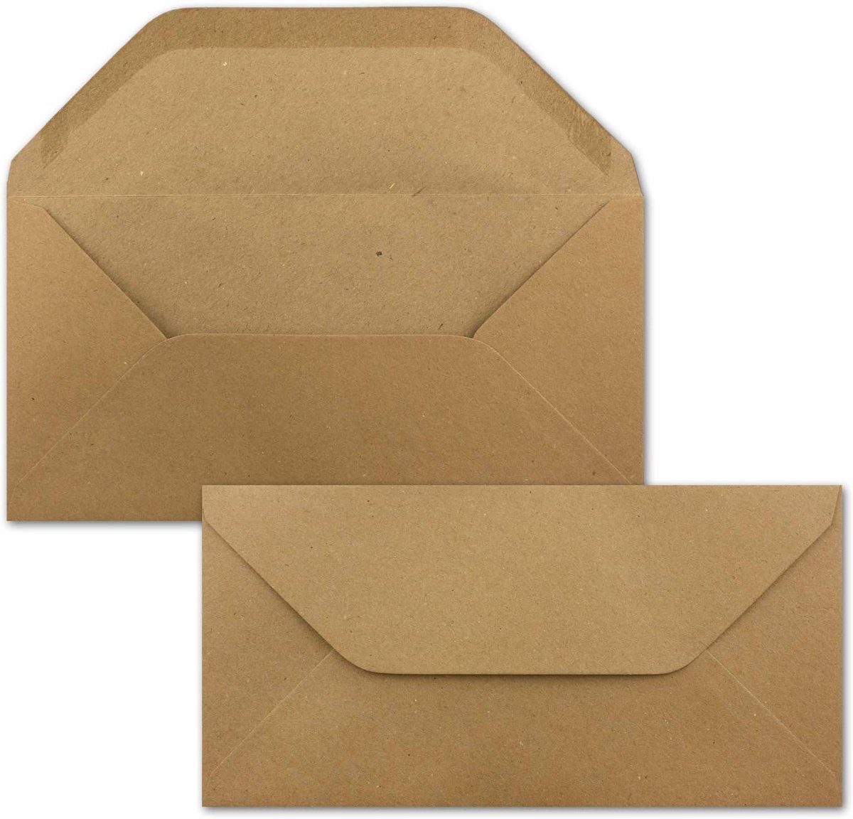 25 x kraftpapier, DIN lang, bruin, nat plakken, 11 x 22 cm, trapeziumsluiting, vintage enveloppen, van NEUSER PAPIER