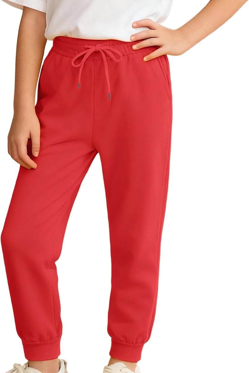 B61 Joggingbroek voor jongens, katoen, elastische tailleband, vrijetijdsbroek, sport, met zakken, comfortabel, lang