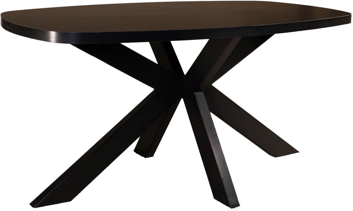 Eettafel Leco deens ovaal 160cm zwart melamine ovale tafel eetkamertafel