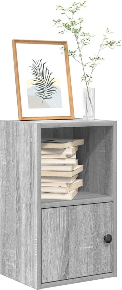 Boekenkast Grijs Sonoma 31x24x52 cm Houtmateriaal met plank en kastdeur voor flexibele opslag en organisatie