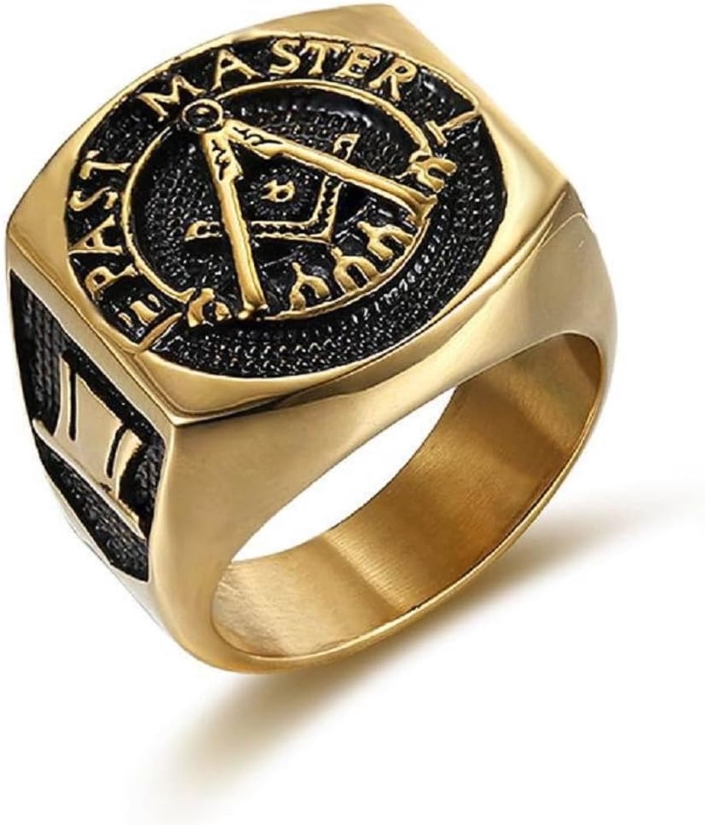 Vrijmetselaars-meester-zegelring voor mannen, rotsen, hiphop, vintage vrijmetselaars, kompas-ring voor heren