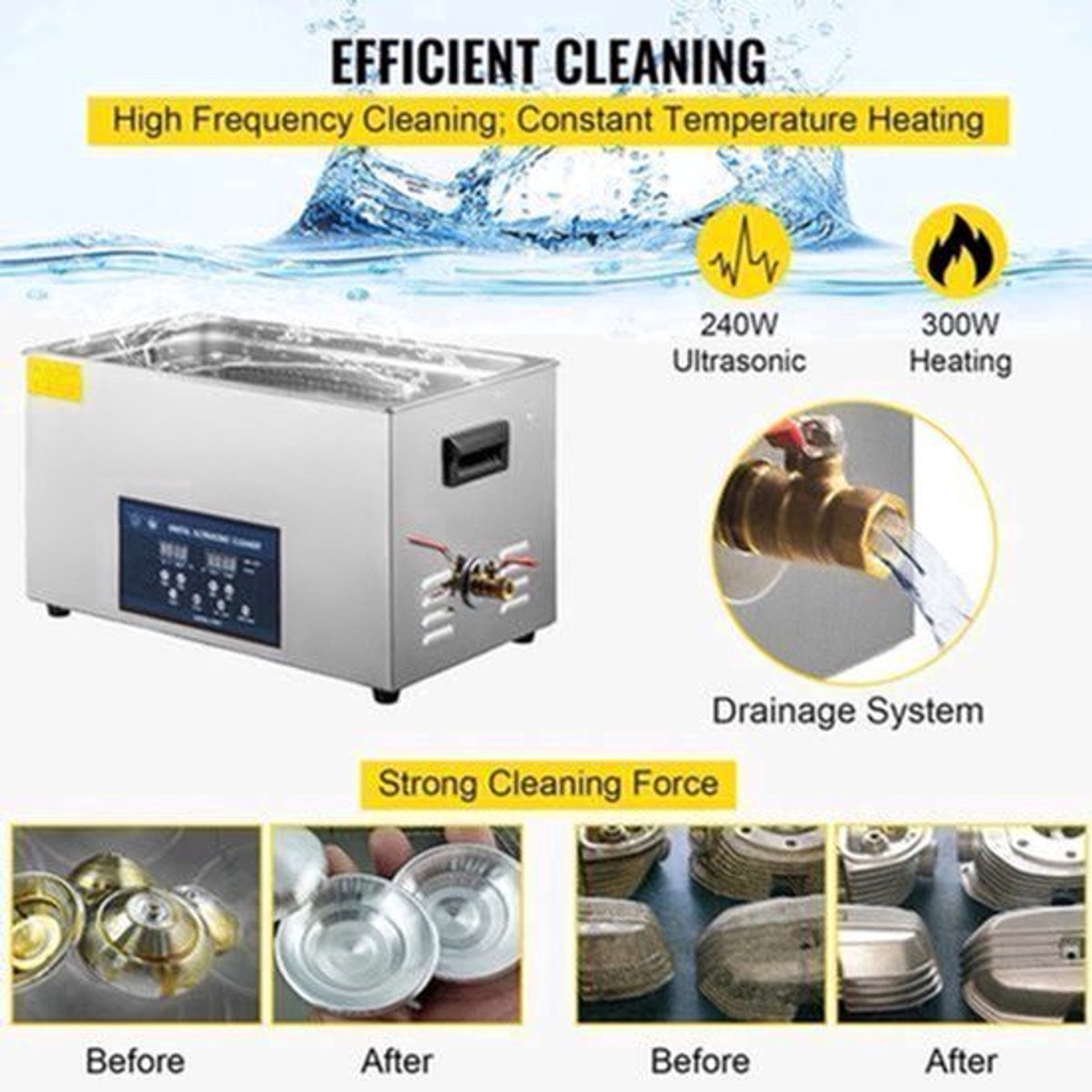 Ultrasoonreinigers - Reinigingsmachine - Ultrasonic Cleaner - Ultrasoon - 6L Tank – Dubbele Frequentie – Digitale Bediening – Draagbaar en Geschikt voor Thuisgebruik