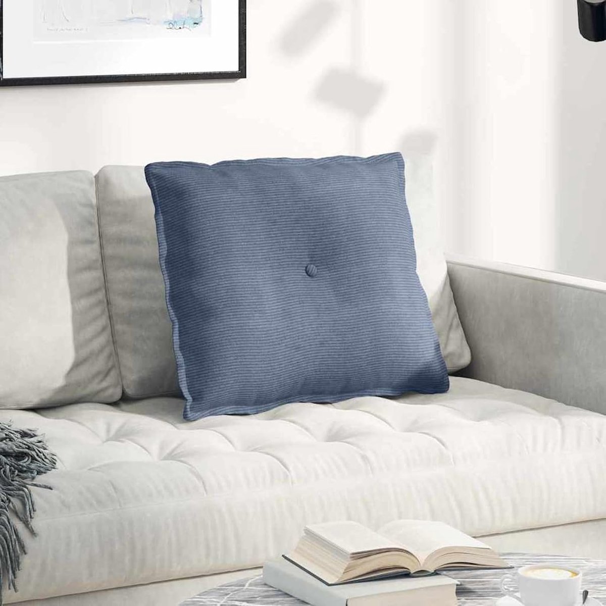 Rugkussen blauw 60 x 50 cm corduroy stof, rugkussen sofakussen tv-kussen in de slaapkamer woonkamer voor volwassenen tieners senioren42014696