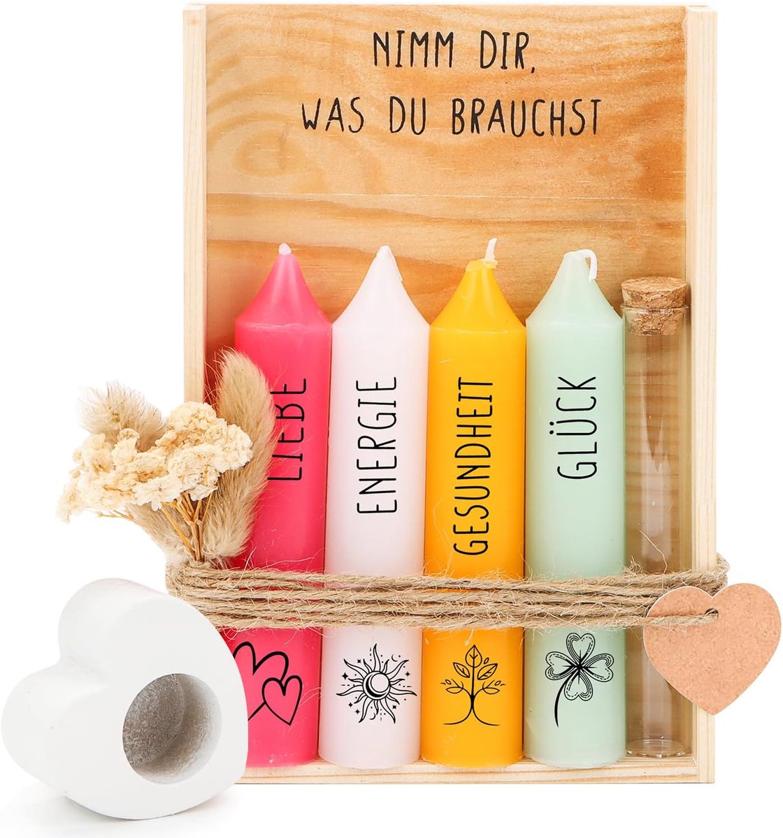 Kaarsenset met kandelaar, kaarsen cadeauset