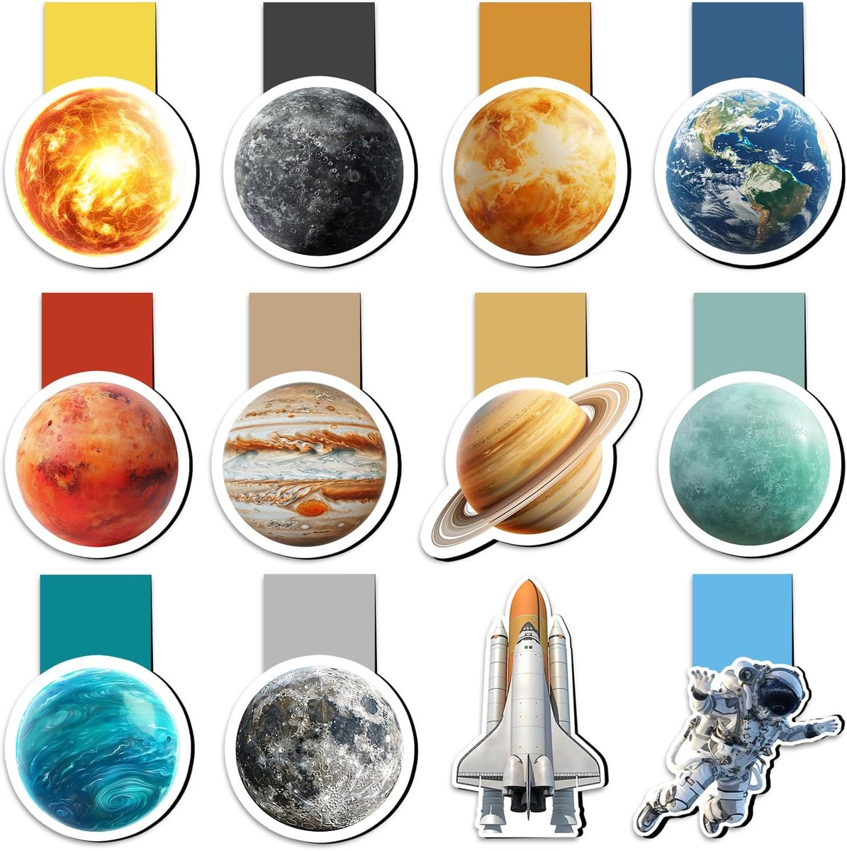 12 stuks magnetische bladwijzers - planeten