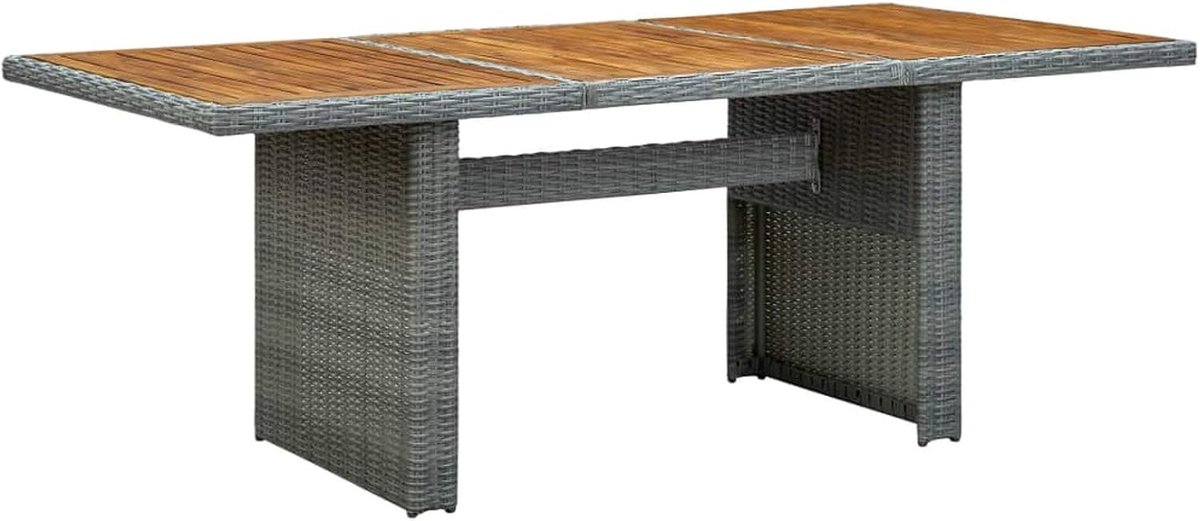 Tuintafel, terrastafel, eettafel, balkontafel, rotan bijzettafel, tuintafel, tuintafel, tuintafel, tuintafel, lichtgrijs, polyrotan en acacia massief hout