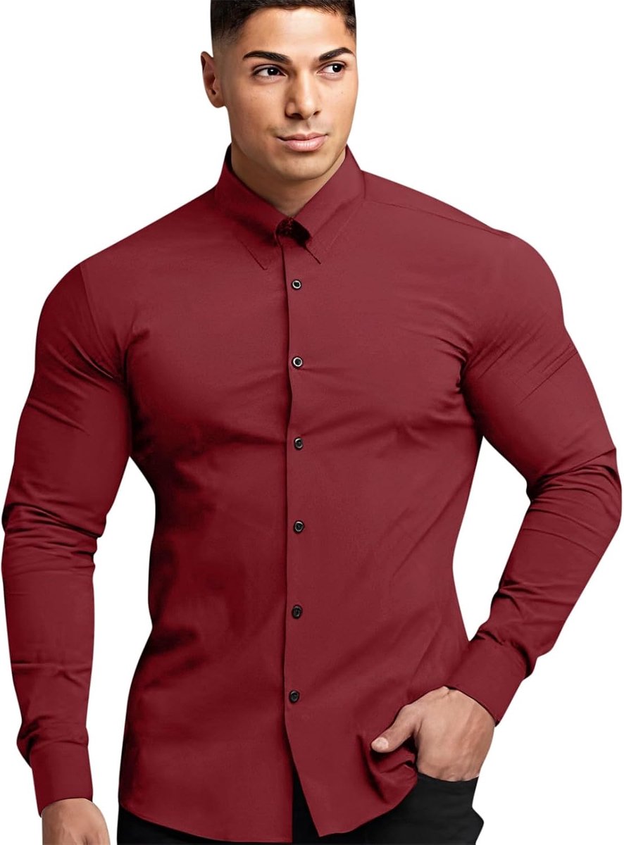 Herenhemd, katoen, linnen, lange mouwen, kort, top, casual, business, strand, zomer, vakantie, vrije tijd, dagelijks gebruik, avond, mode A94