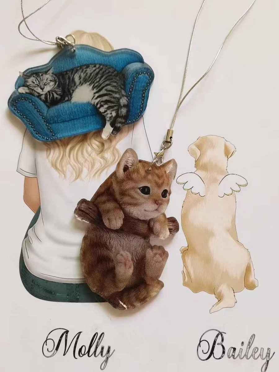 2 stuks grappige leuke kattenautohangers met kleurrijke ballon, schattige kat hond achteruitkijkspiegel ornament decoratie schattige dier autospiegel hanger kat interieurdecoratie