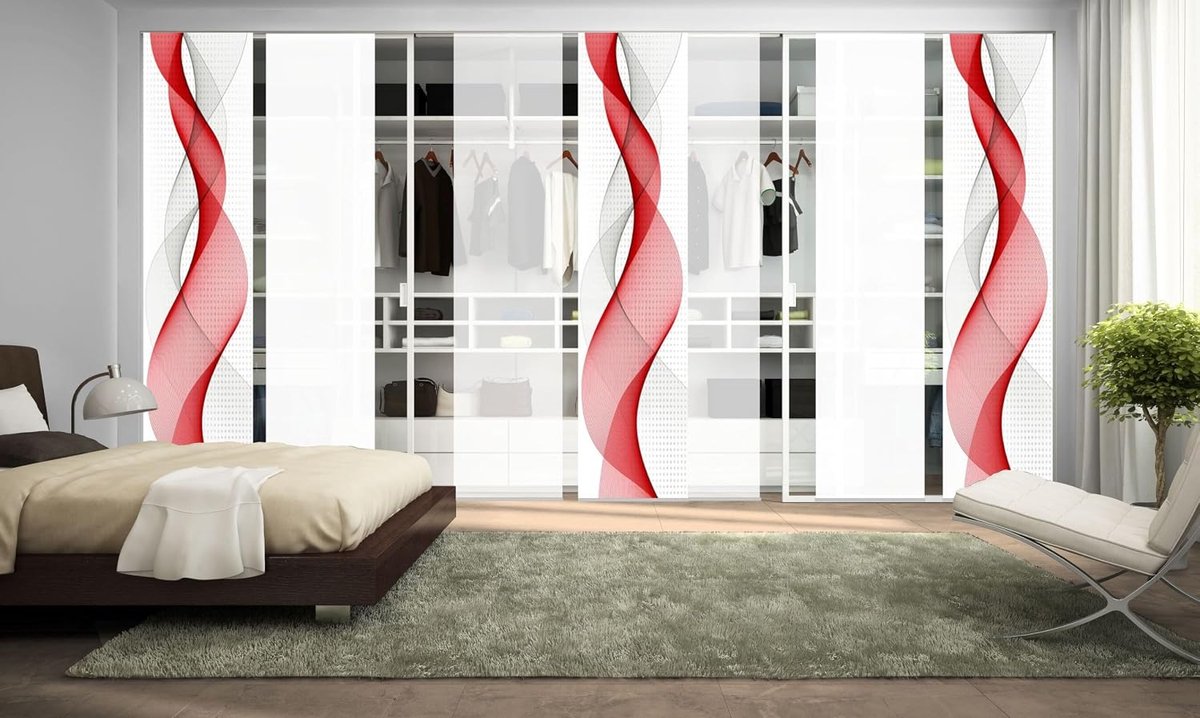 Fashion 97669, 7-delige set schuifgordijnen OPALIA | 7 x 245 x 60 cm | incl. accessoires | Kleur:
