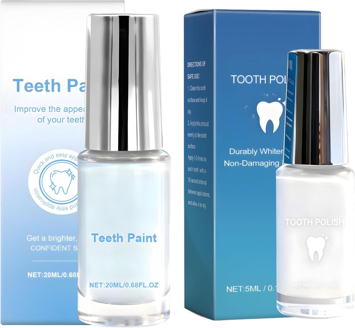 2 stuks nagellak voor witte tanden, witte nagellak voor tanden, Tooth Polish, onmiddellijk witmakend effect, zachte formule, niet irriterend, verwijdert vlekken, duurzaam, draagbaar en praktisch, 20