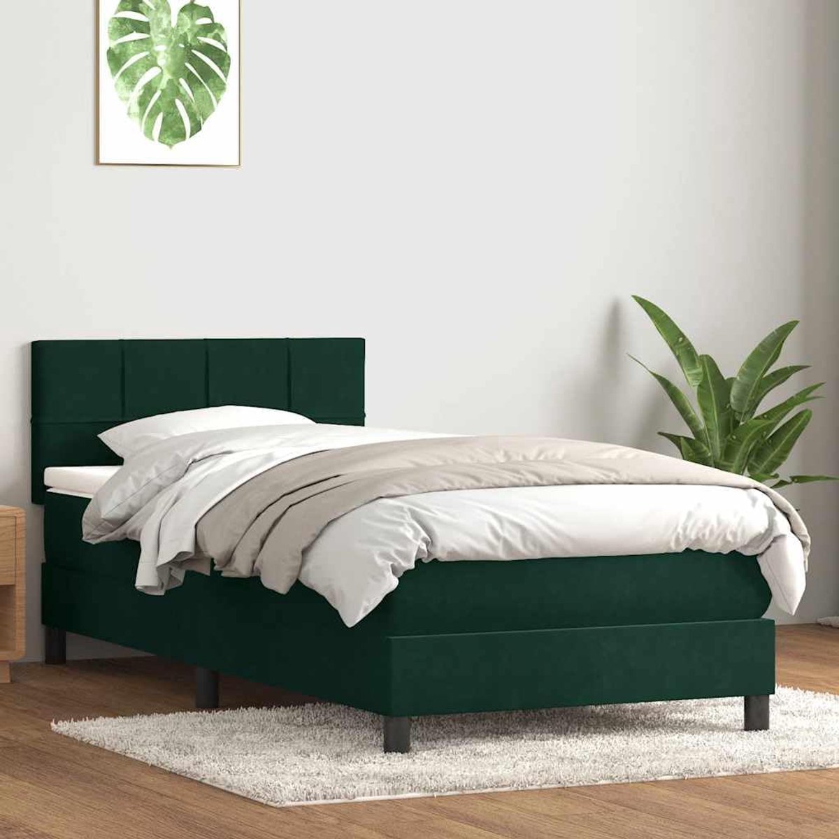 Boxspring met pocketveringmatras donkergroen 80x220 cm