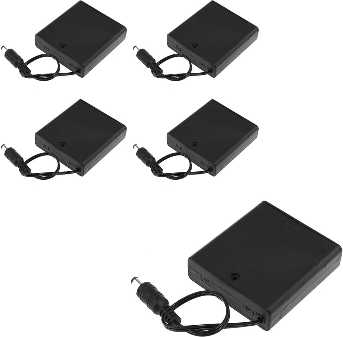 DC Male Connector 5 Pack - 5.5x2.1mm - Inclusief 4x1.5V 6V Batterijhouder - Met Aan/Uit Schakelaar - Eenvoudig te Installeren