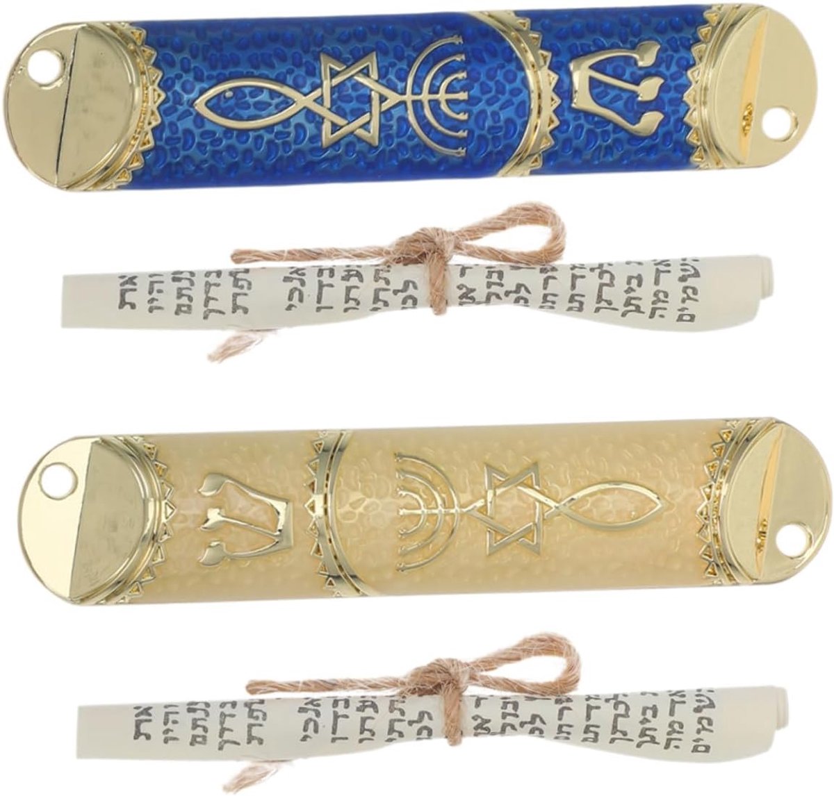 2 Sets Metal Mezuzah Plaques met Scrolls Religieuze Decoratie voor Huiszegen Gemakkelijk Te Installeren Joodse Deurdecoratie Culturele Spirituele Betekenis Kunstzinnige Details
