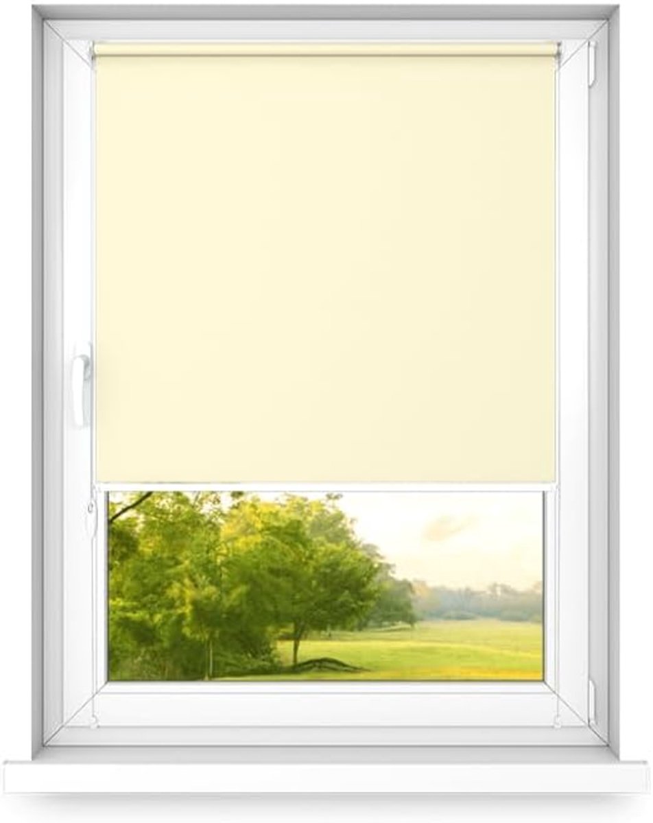 Zonder Boren - Verduisteringsrolgordijn, Rolgordijn Verduistering - 3 Soorten Montage, Zilveren Thermische Coating - Vanille, 400x1200mm, Rechts