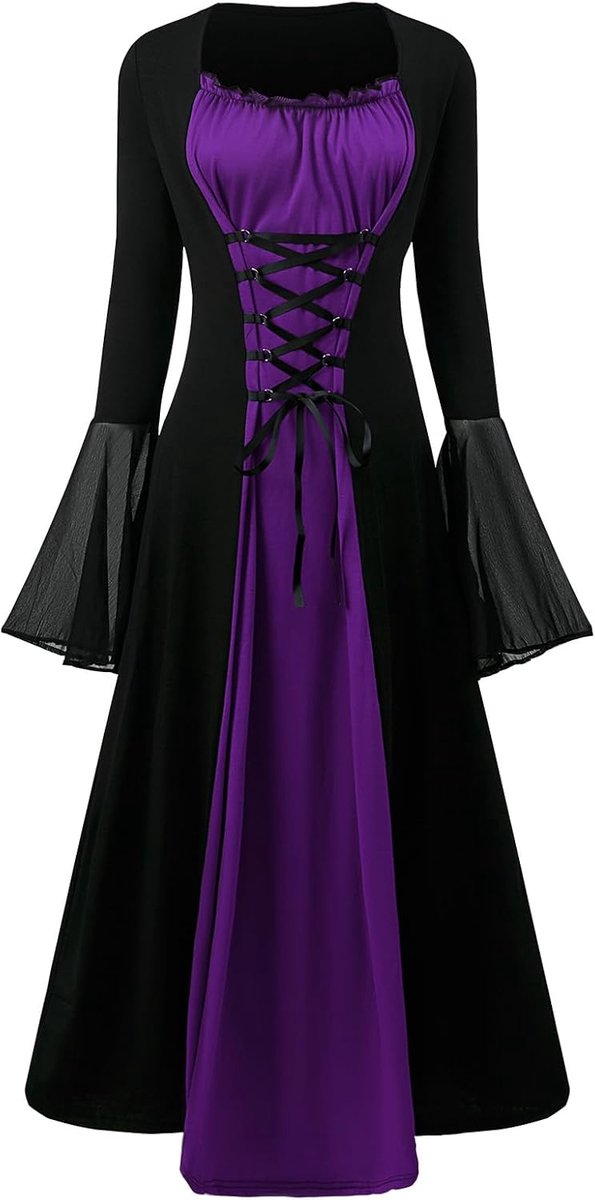 Jurk voor dames, met trompetmouwen, traditionele Ierse jurk voor dames, renaissance, cosplay, kostuum, carnaval, party, Halloween kostuum
