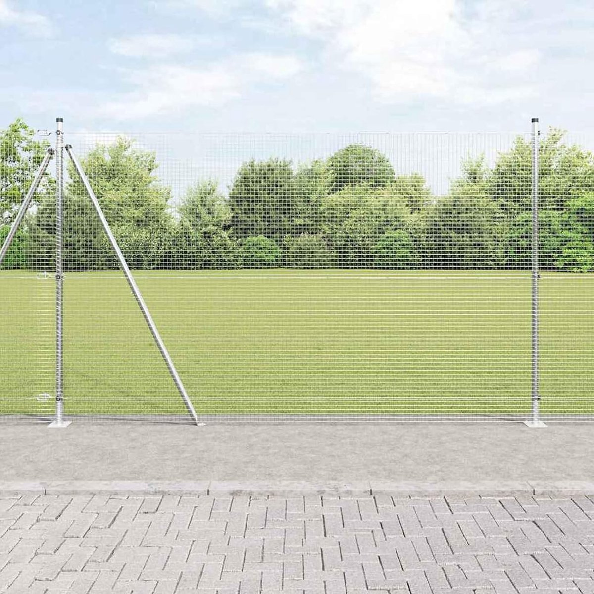 Palen, set van 2, verzinkt staal, 10 x 1,5 m, duurzaam, metalen palen voor draadhekken, tuinhek, wilgenhek, buiten, 3352295