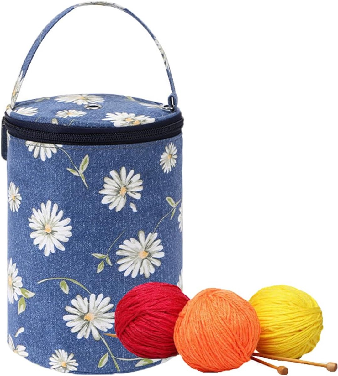 Breitas, gebreide mand voor het opbergen van textielgaren, opbergtas van wolgaren, tank voor breigaren, geschikt voor garen, wol en haaknaalden (medium)