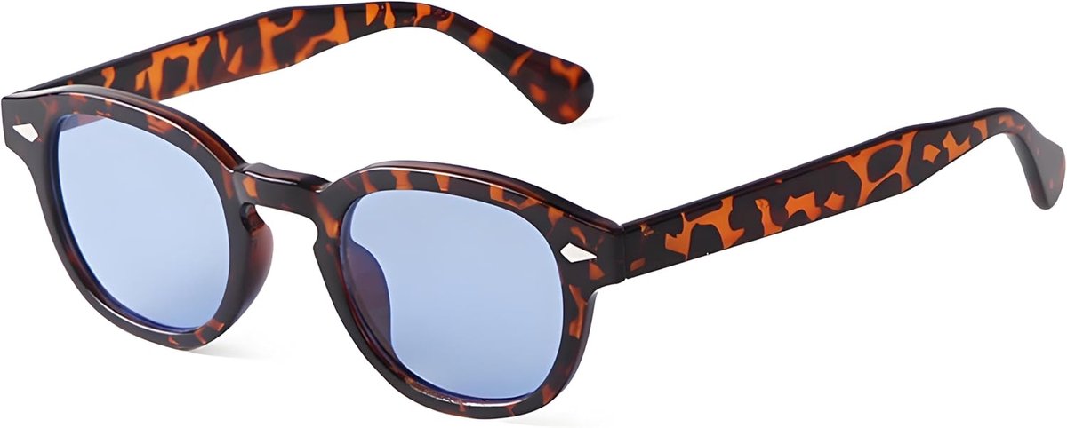 Ovale Zonnebril voor Heren en Dames, Vintage Depp Stijl Jaren 70 UV400 Bescherming, Gekleurde Sport Zonnebril voor Reizen, Vakantie, Festival en Autorijden