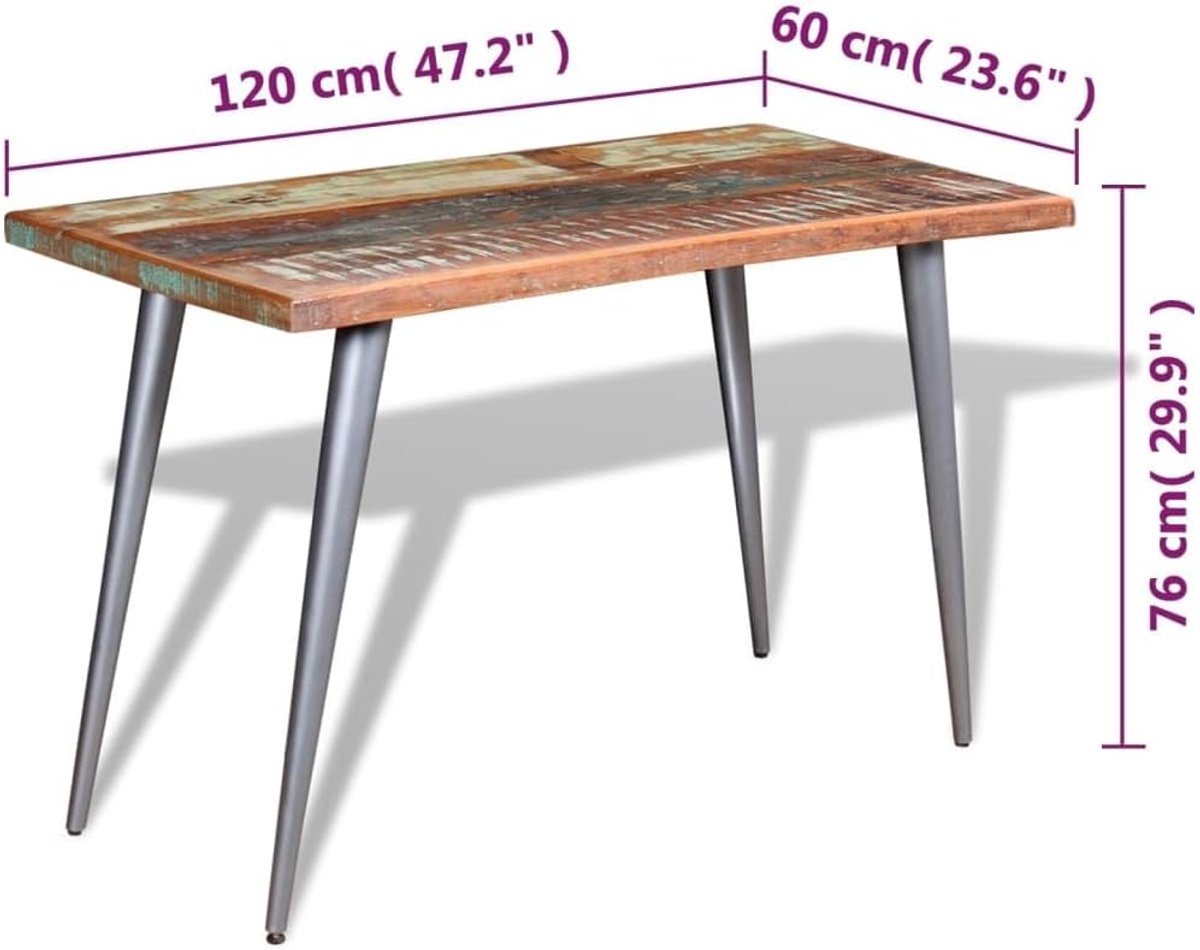 Eettafel van gerecycled massief hout, unieke rustieke stijl, voor keuken of eetkamer, stabiel en robuust met ambachtelijke afwerking