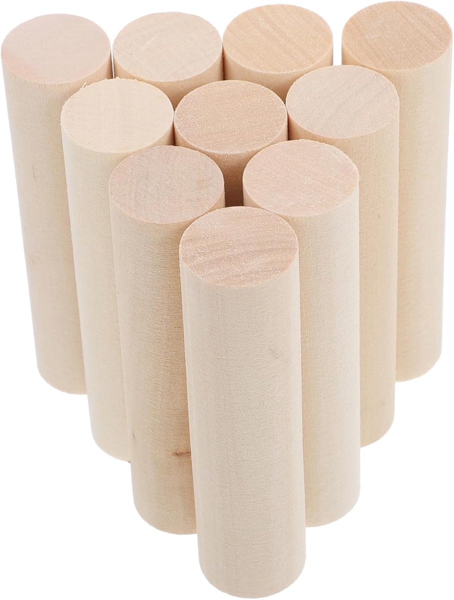 10 stuks doe-het-zelf houten stokken van massief lindehout, ronde houten stokken om te knutselen en te snijden, voor creatieve houtwerkzaamheden, robuust en duurzaam