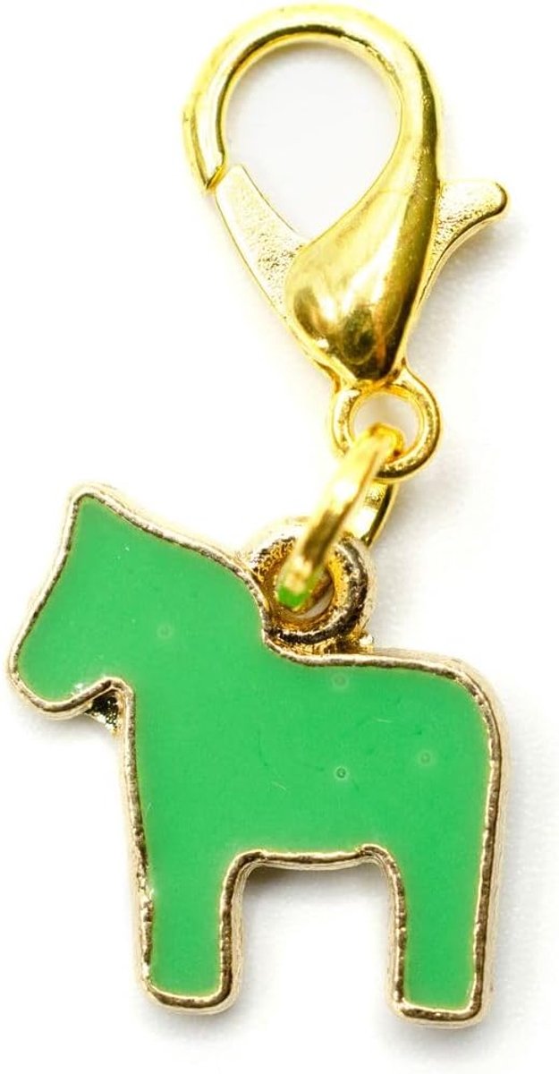 Paardenbedel Dier Ezel Pony Dala Groen geëmailleerd - Handgemaakte Fasion Sieraden - Hanger Rits Trekken