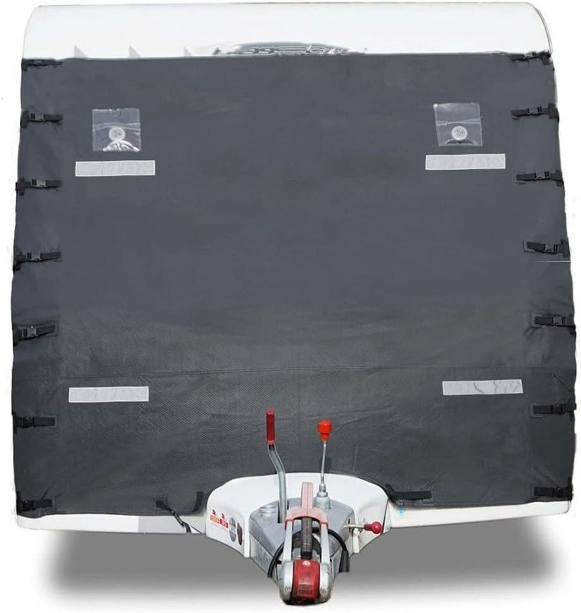 Caravan Voorkant Beschermhoes - Universele Zwart Oxford Stof Bescherming - 4 Laags Dikker Materiaal Met LED Verlichting voor Aanhangwagen Accessoires