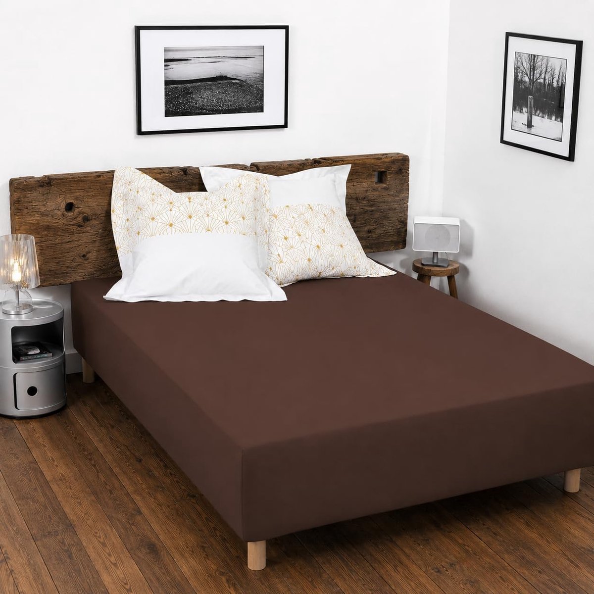Linge Passion Hoeslaken, 100% katoen, 57 draden/cm², afmeting 90 x 190 cm, chocolade, spanhoogte 25 cm, dicht geweven, zacht, ademend, wasbaar