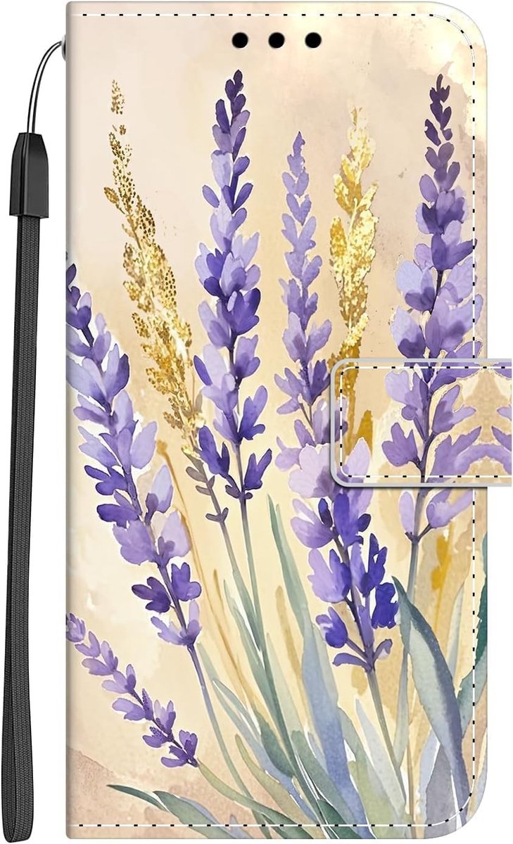 Beschermhoes voor iPhone 16, beschermhoes, PU-leer, portemonnee, flip case, magnetisch, klaphoes, schokbestendig, kaartsleuf, standhoes, lavendel