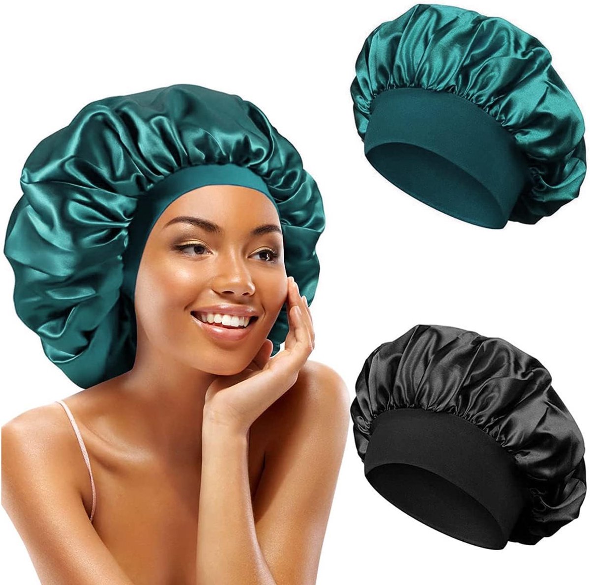 2 stuks zachte slaapmutsen voor dames, elastische satijnen nachtmuts, herbruikbaar, slaaphoeden, losse en strakke satijnen slaapmuts voor haarverzorging, make-up