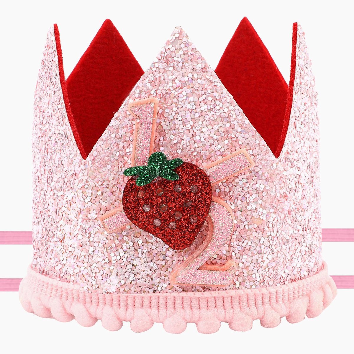 1/2 Verjaardag Aardbeienhoed, Roze Bessen Halve Verjaardagshoed Schattige Babymeisje Aardbeien Hoofddeksel Creatieve Halve Bessen Verjaardagsfeestbenodigdheden voor Babyshowerfeestdecoratie