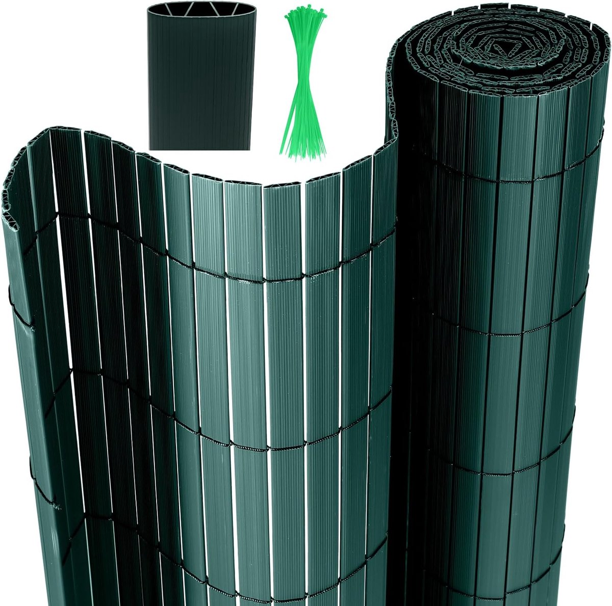 Jaloezieën met kabelbinders, inkijkbescherming, weerbestendig voor tuin, balkon en terras, 4-gewicht-versterking inkijkbescherming, uv-bestendig en waterdicht, 0,8 x 4 m, groen