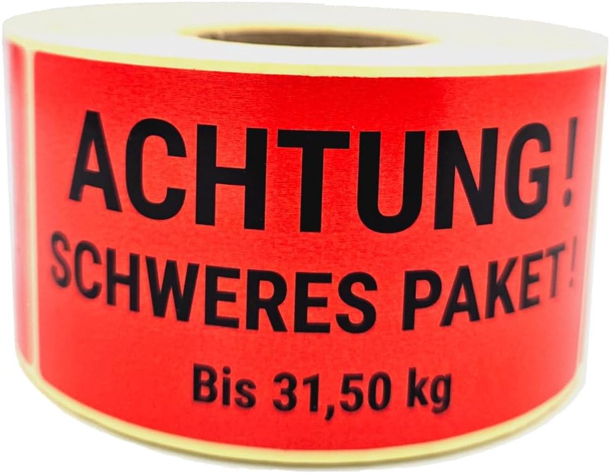 Verzendstickers (Let op zwaar pakket tot 31,50 kg) op rol, labelmaat 100 x 50 mm, hoeveelheid 500 stuks/rol, zelfklevend, permanent hechtend, premium (100 x 50 mm, 1