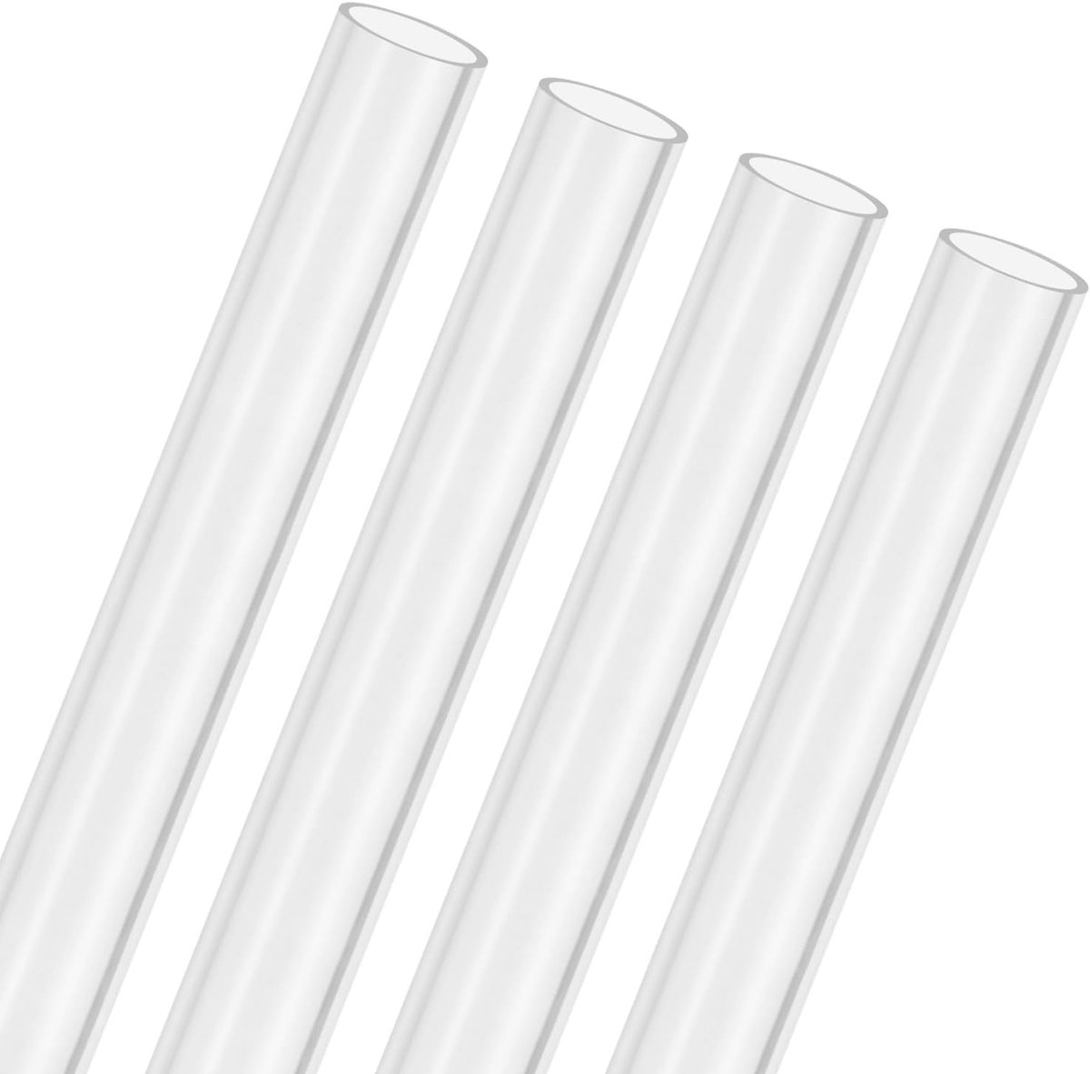METERXITY 4-pack heldere stijve acrylbuis, 13mm[0,51"] ID x 15mm[0,59"] OD kunststof ronde buis voor waterkoelsysteem/lampen/fonteinen/aquaria/displaystandaard, acrylbuis [305mm/12"]