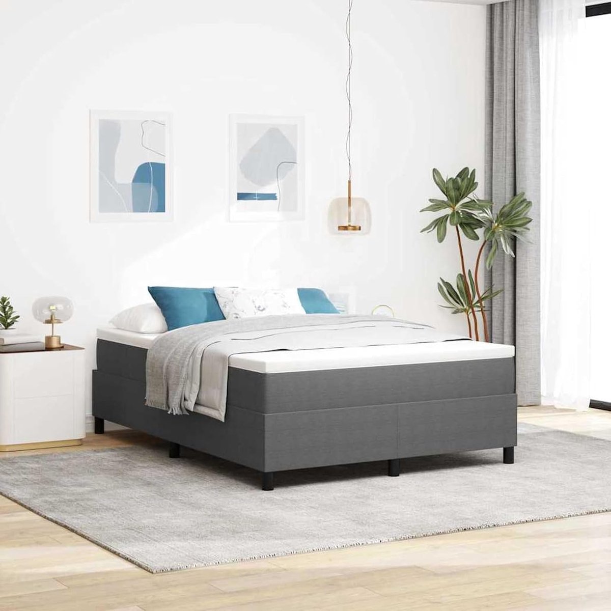 Boxspringbed lichtgrijs 160 x 200 cm corduroy, modern logeerbed voor stijlvol slaapkamer gastenhuis 3337417