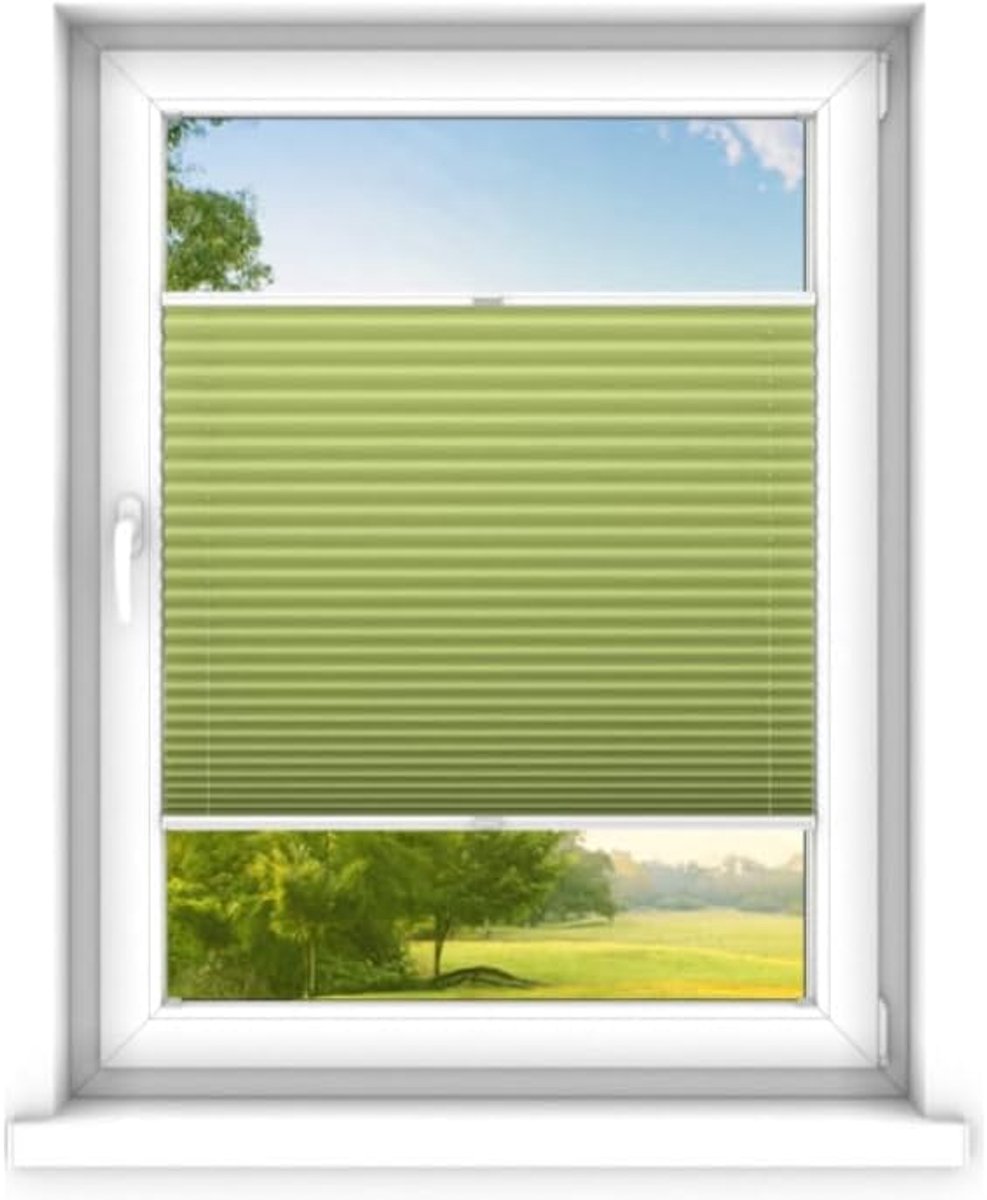 Zonder boren op maat gemaakt - Vouwgordijn - Plisségordijn privacy en zonwering - Eenvoudige installatie - Kant-en-klaar plisségordijn - 80x80 cm - Donkere jasmijn