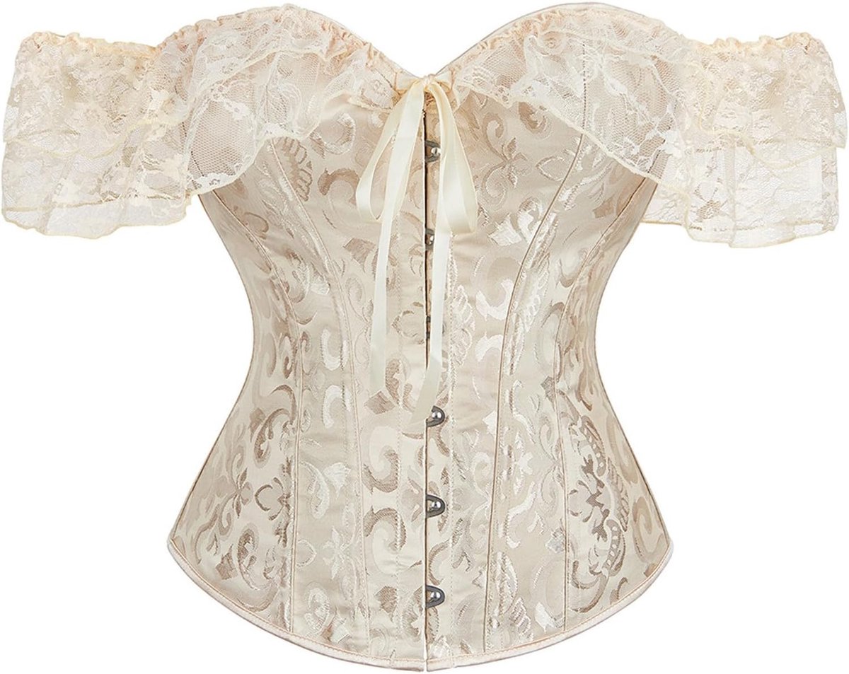 Overbust bustier met veters, voor dames, stalen baleinen, met jarretels, voor renaissance
