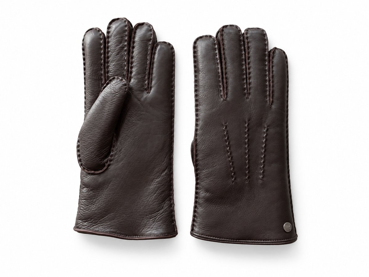 Hertenleren Handshoenen met Alpacavacht Voering - Bruin - XL