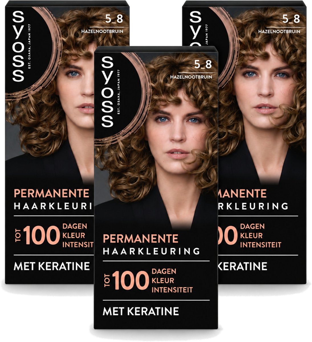 3 x SYOSS - Coloration 5-8 Hazelnootbruin - Haarverf - Grijsdekking - Vermindert Haarbreuk - Voordeelverpakking - 3 stuks