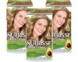 3 x Garnier - Nutrisse Ultra Crème 8 - Haarkleuring - Lichtblond - Intens Voedend - Permanente Kleur - Voordeelverpakking - 3 stuks