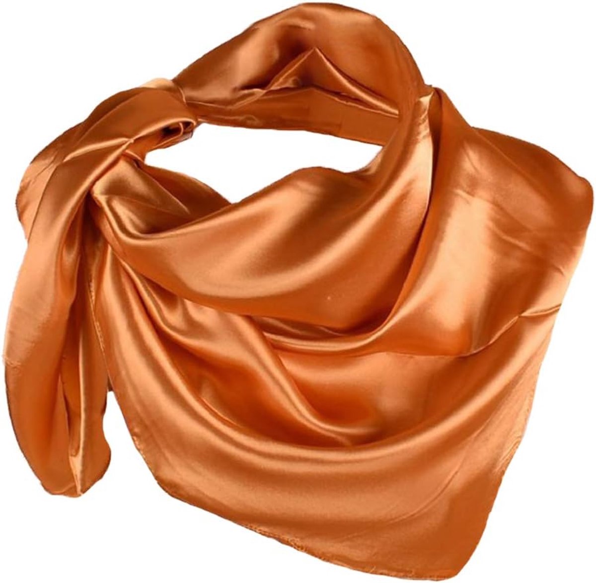 Hoofddoek voor dames, 1 stuk, effen satijn, islamitisch hoofddeksel, gezichtssjaal, tulband, 90 x 90 cm, Bruin geel, One size