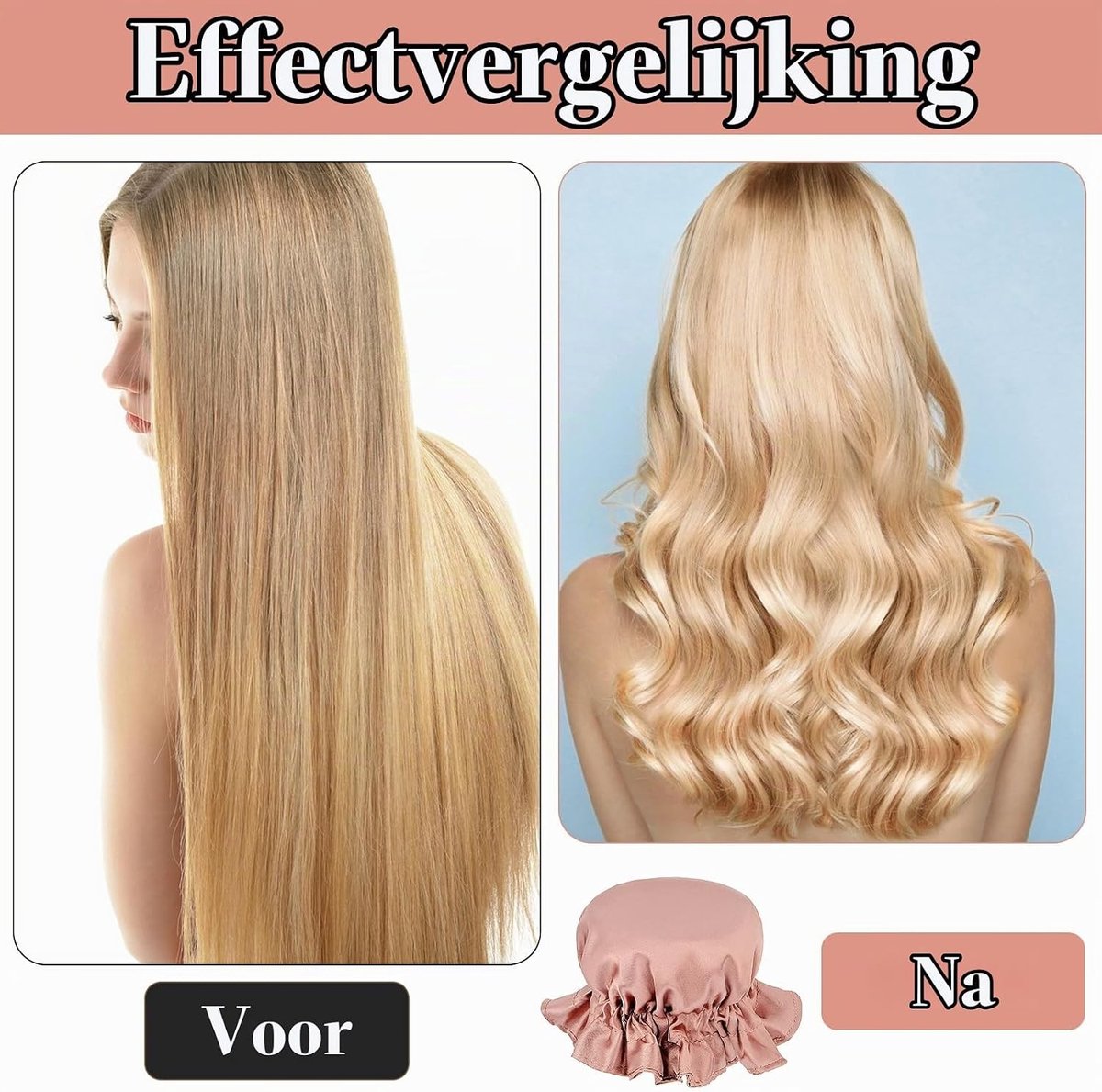 Haar krulset zonder hitte - 3-delige non-slip haarrollers voor zijden krullen, geschikt voor kort, medium en lang haar, ideaal voor DIY nachtkapsels in het roze