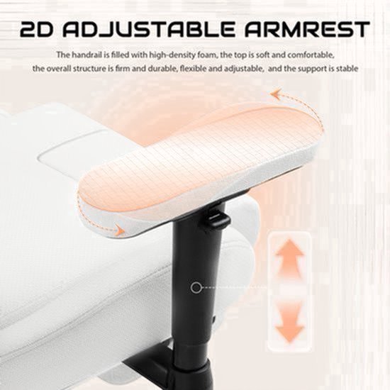 Ergonomische Gaming Stoel – Bureaustoel – Computestoel – Racestoel – Zwarte Werkstoel – Hoog Rugleuning – Verstelbare Armleuningen & Voetensteun – Stevig Metalen Frame — afbeelding 3