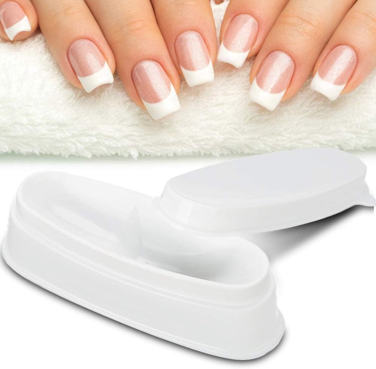 Ronde en Ovale Nageldippoederbak met Antislipbasis, Wit ABS-materiaal voor Doe-het-zelf-manicure