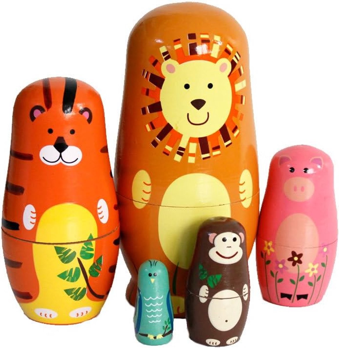 Houten nestpop, Russische nestpoppen, sets voor thuiskantoor, decoratie, kindergeschenken (dieren)