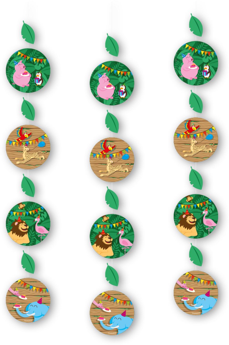 LUQ – Jungle Kinderfeestje Hangdecoratie – 3St – Safari Party Birthday Decor – Verjaardag Versiering – Direct Ophangen