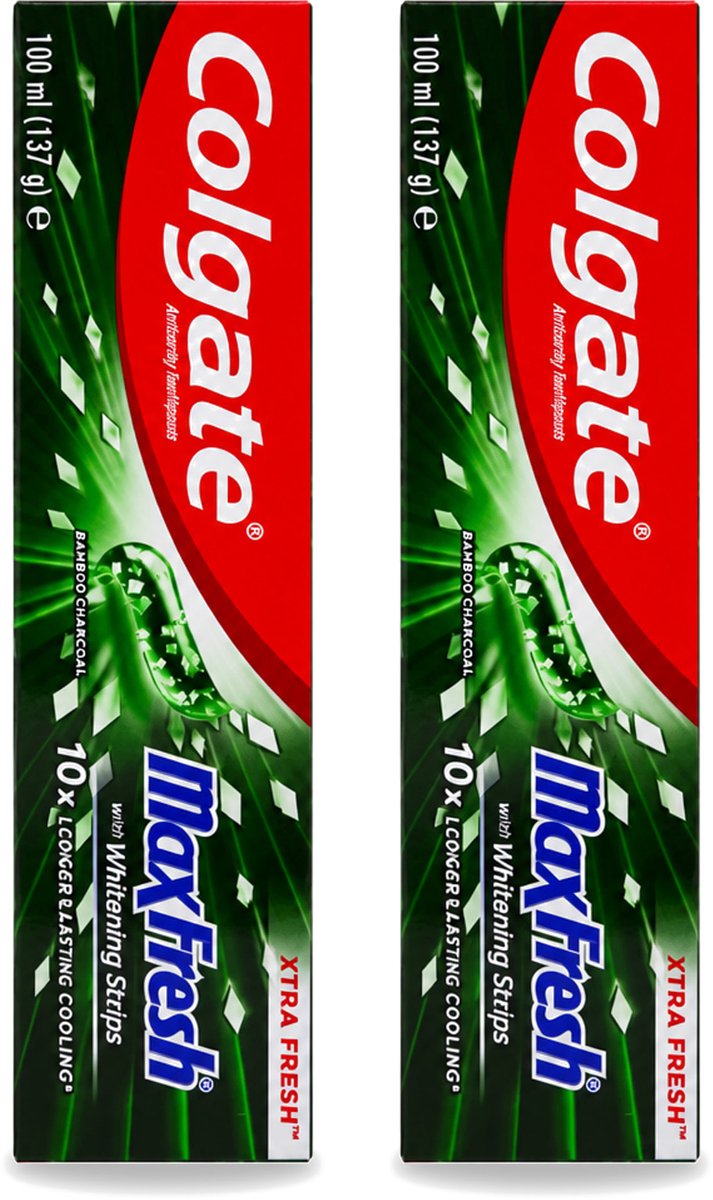 2 x Colgate – Tandpasta – MaxFresh Whitening Bamboo Charcoal – 100 ml - Voordeelverpakking - 2 stuks