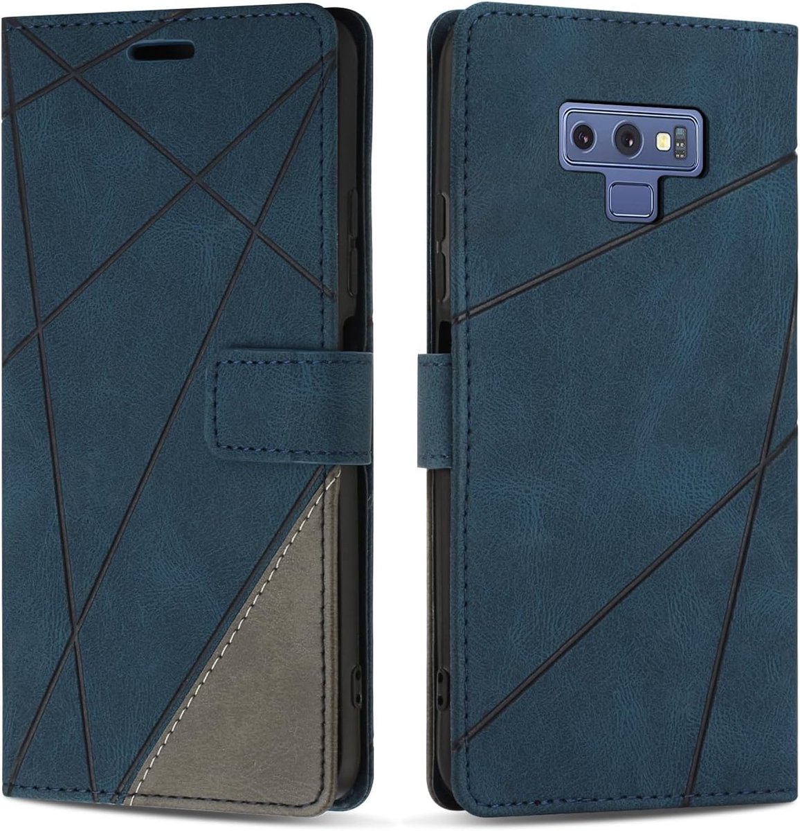 Hoesje voor Samsung Galaxy Note 9, Premium Lederen Portemonnee Beschermhoes Telefoonhoesjes met Kaartenvakken Beschermhoesje voor Galaxy Note 9, Blauw