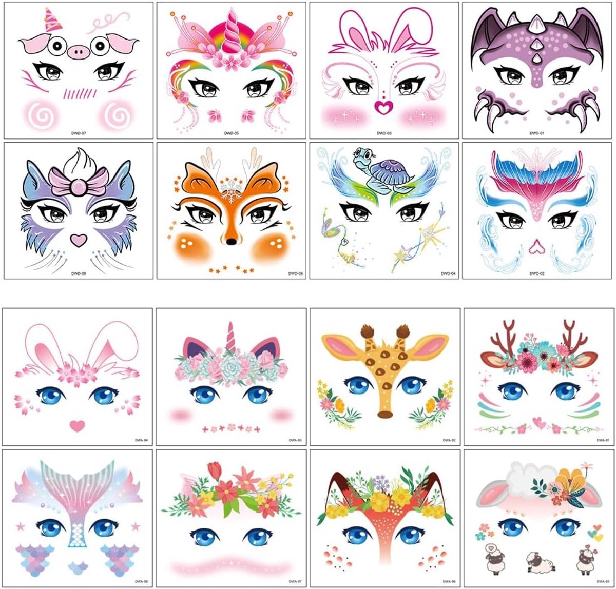 16 stuks gezichtsstickers,voor gemaskerde feesten